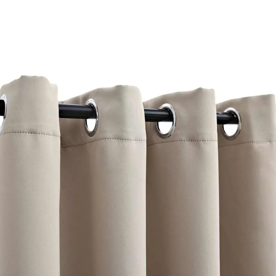 vidaXL Gordijn verduisterend met metalen ringen 2 st 140x175 cm beige