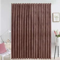 vidaXL Gordijn verduisterend met haken 290x245 cm fluweel antiekroze