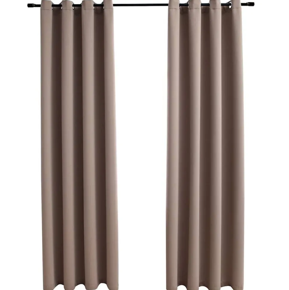 vidaXL Gordijn verduisterend met metalen ringen 2 st 140x175 cm taupe