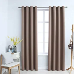 vidaXL Gordijn verduisterend met metalen ringen 2 st 140x175 cm taupe
