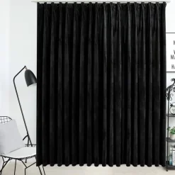 vidaXL Gordijn verduisterend met haken 290x245 cm fluweel zwart