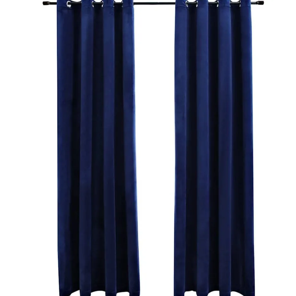 vidaXL Gordijn verduisterend met ringen 2 st 140x175 cm fluweel blauw
