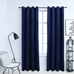 vidaXL Gordijn verduisterend met ringen 2 st 140x175 cm fluweel blauw