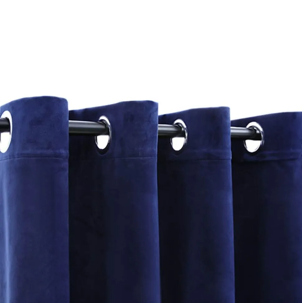 vidaXL Gordijn verduisterend met ringen 2 st 140x175 cm fluweel blauw