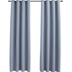 vidaXL Gordijn verduisterend met metalen ringen 2 st 140x175 cm grijs
