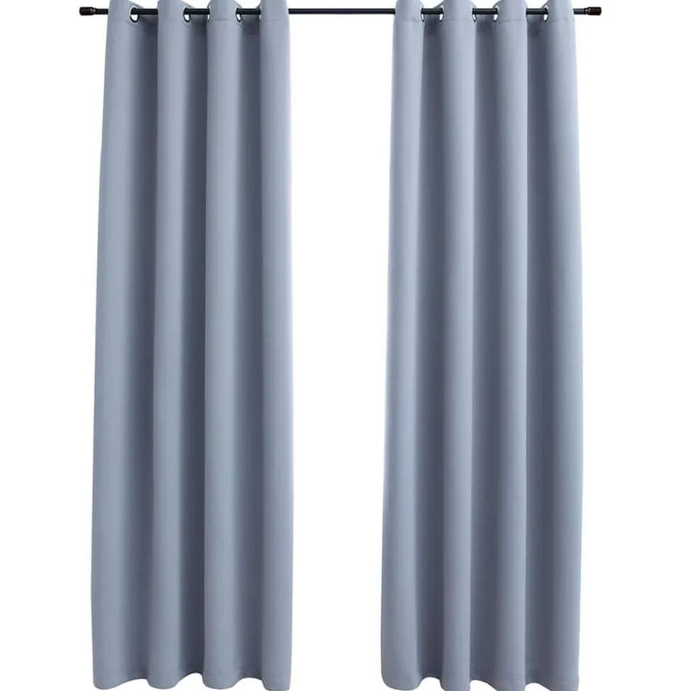 vidaXL Gordijn verduisterend met metalen ringen 2 st 140x175 cm grijs