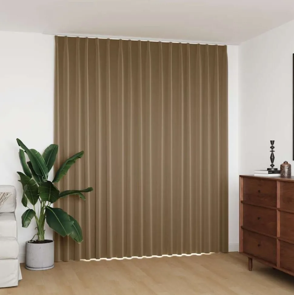vidaXL Gordijn verduisterend met haken 290x245 cm taupe