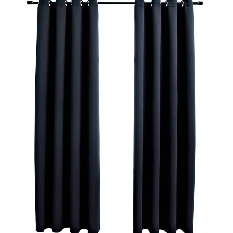 vidaXL Gordijn verduisterend met metalen ringen 2 st 140x175 cm zwart