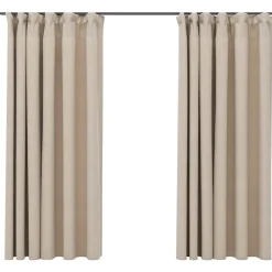 vidaXL Gordijnen linnen-look verduisterend haken 2 st 140x175 cm beige