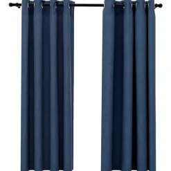 vidaXL Gordijnen linnen-look verduisterend ogen 2 st 140x175 cm blauw
