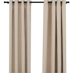 vidaXL Gordijnen linnen-look verduisterend ogen 2 st 140x175 cm beige