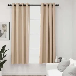 vidaXL Gordijnen linnen-look verduisterend ogen 2 st 140x175 cm beige