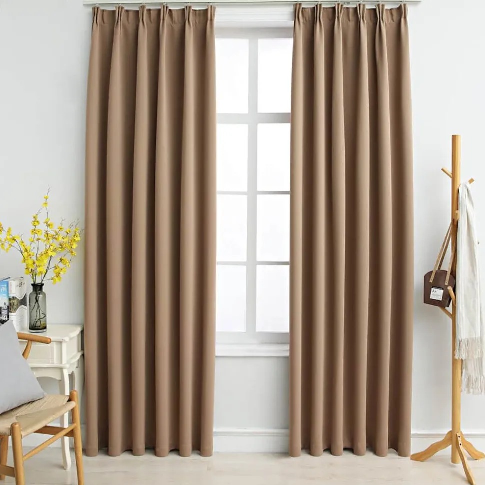 vidaXL Gordijnen verduisterend met haken 2 st 140x175 cm taupe