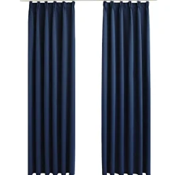 vidaXL Gordijnen verduisterend met haken 2 st 140x175 cm blauw