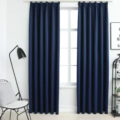 vidaXL Gordijnen verduisterend met haken 2 st 140x175 cm blauw