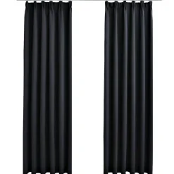 vidaXL Gordijnen verduisterend met haken 2 st 140x175 cm zwart