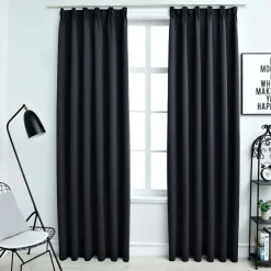 vidaXL Gordijnen verduisterend met haken 2 st 140x175 cm zwart