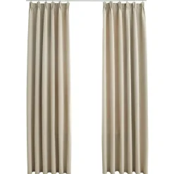 vidaXL Gordijnen verduisterend met haken 2 st 140x175 cm beige