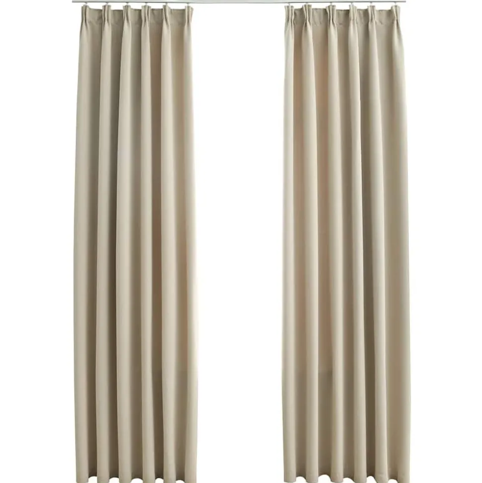 vidaXL Gordijnen verduisterend met haken 2 st 140x175 cm beige