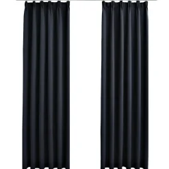 vidaXL Gordijnen verduisterend met haken 2 st 140x175 cm antraciet