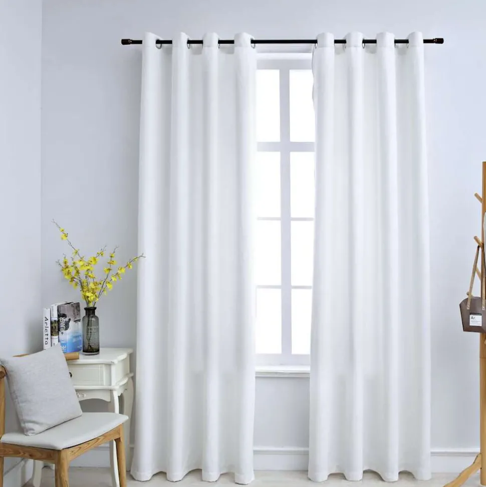 vidaXL Gordijnen verduisterend met ringen 2 st 140x175 cm gebroken wit