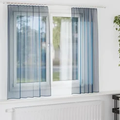 vidaXL Gordijnen voile met roedezakken 2 st koningsblauw