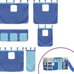 vidaXL Gordijnen voor hoogslaper polyester blauw