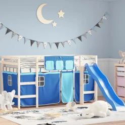 vidaXL Gordijnen voor hoogslaper polyester blauw