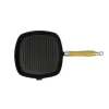 vidaXL Grillpan met houten handvat gietijzer 20x20 cm