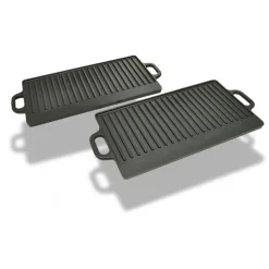 vidaXL Grillplaat gietijzer dubbelzijdig 38x23 cm 2 st
