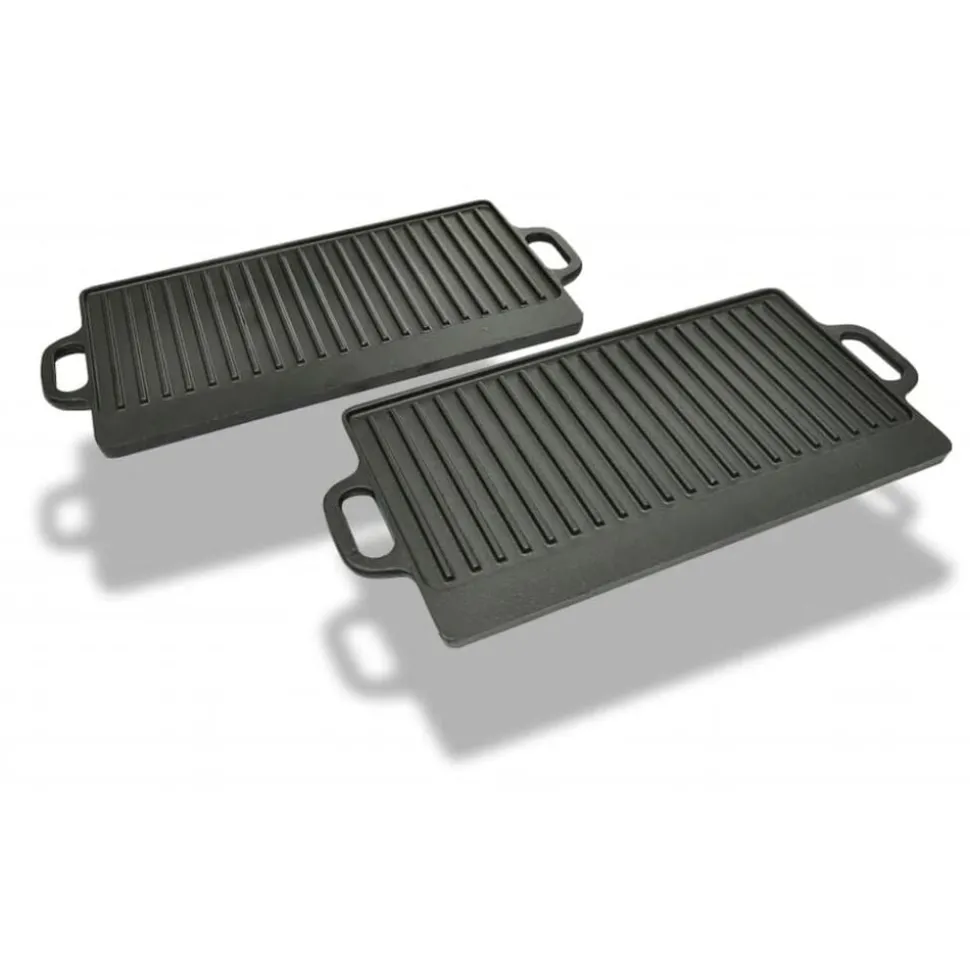 vidaXL Grillplaat gietijzer dubbelzijdig 38x23 cm 2 st