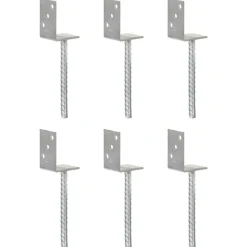 vidaXL Grondankers 6 st 8x6x30 cm gegalvaniseerd staal zilverkleurig