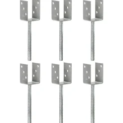 vidaXL Grondankers 6 st 7x6x30 cm gegalvaniseerd staal zilverkleurig