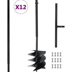 vidaXL Grondboor met handvat 250 mm met verlengbuis 12 m staal