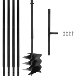 vidaXL Grondboor met handvat 250 mm met verlengbuis 4 m staal