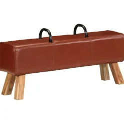 vidaXL Gymbok 110 cm echt leer bruin