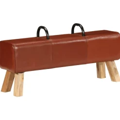 vidaXL Gymbok 110 cm echt leer bruin