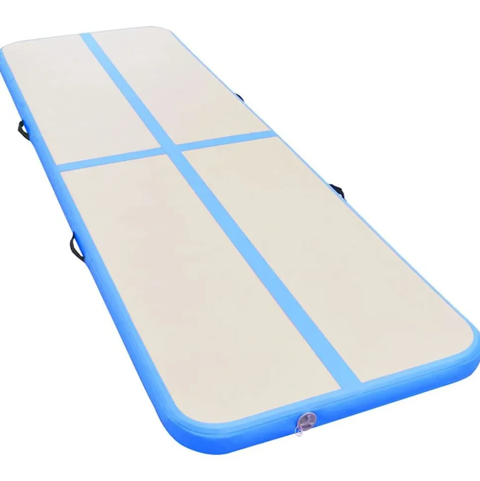 vidaXL Gymnastiekmat met pomp opblaasbaar 300x100x10 cm PVC blauw