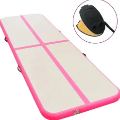 vidaXL Gymnastiekmat met pomp opblaasbaar 300x100x10 cm PVC roze
