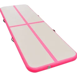 vidaXL Gymnastiekmat met pomp opblaasbaar 300x100x10 cm PVC roze