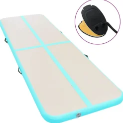 vidaXL Gymnastiekmat met pomp opblaasbaar 300x100x10 cm PVC groen