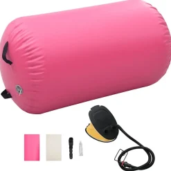 vidaXL Gymnastiekrol met pomp opblaasbaar 100x60 cm PVC roze