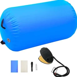 vidaXL Gymnastiekrol met pomp opblaasbaar 100x60 cm PVC blauw