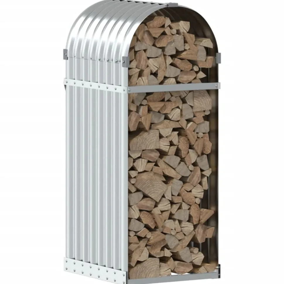 vidaXL Haardhoutopslag 40x45x100 cm gegalvaniseerd staal zilverkleurig