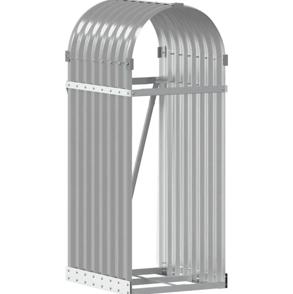 vidaXL Haardhoutopslag 40x45x100 cm gegalvaniseerd staal lichtgrijs