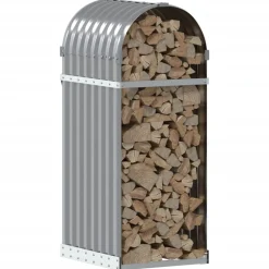 vidaXL Haardhoutopslag 40x45x100 cm gegalvaniseerd staal lichtgrijs