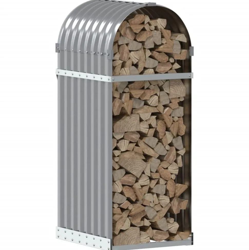 vidaXL Haardhoutopslag 40x45x100 cm gegalvaniseerd staal lichtgrijs