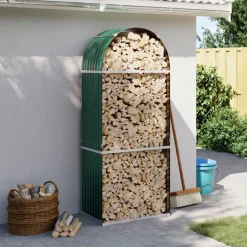 vidaXL Haardhoutopslag 80x45x190 cm gegalvaniseerd staal groen