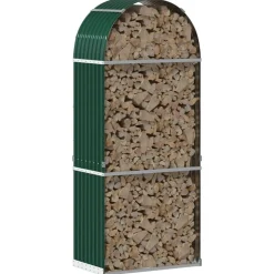 vidaXL Haardhoutopslag 80x45x190 cm gegalvaniseerd staal groen