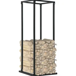 vidaXL Haardhoutrek met basis 37x37x113 cm staal zwart